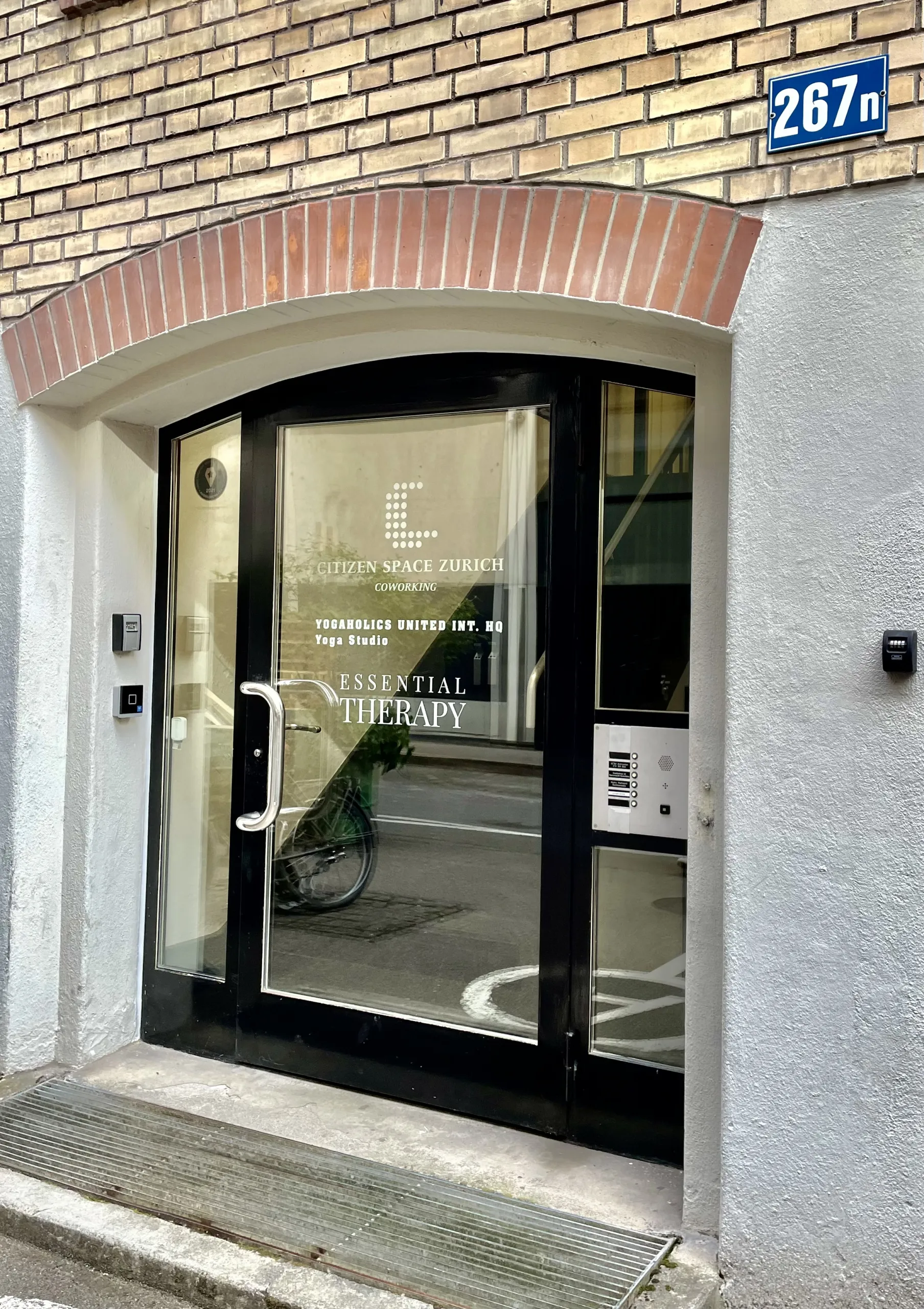 Practice entrance with lettering